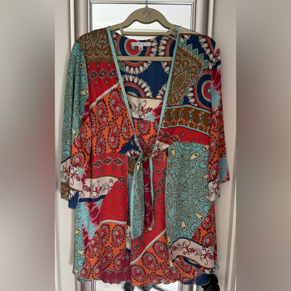 CAbi Bohemian Paisley Print Kimono